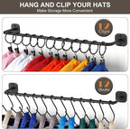 Hat Rack Wall Mount 24 Baseball Caps, Modern Metal Hook with 12 Clips and 12 Hooks Holder Storage Display for Closet Bedroom 