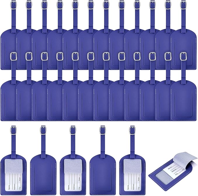 Dunzy 30 Pieces Leather Luggage Tag Women Identifiers Travel Suitcase Tags for Luggage Travel Backpack Bag Wedding Favors Wom