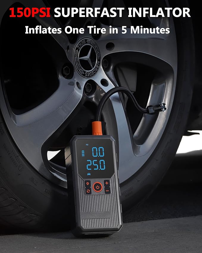 Car Jump Starter with Air Compressor, 4000A Portable Jump Starter for Dead Battery, 150 PSI Tire Inflator with Auto