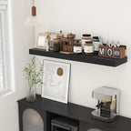 48 Inch Black Floating Shelf | 12 Inch Deep Floating Shelves Set of 1 | 48" D x 12" D Rustic Wood Shelves for Wall | Deep Bla