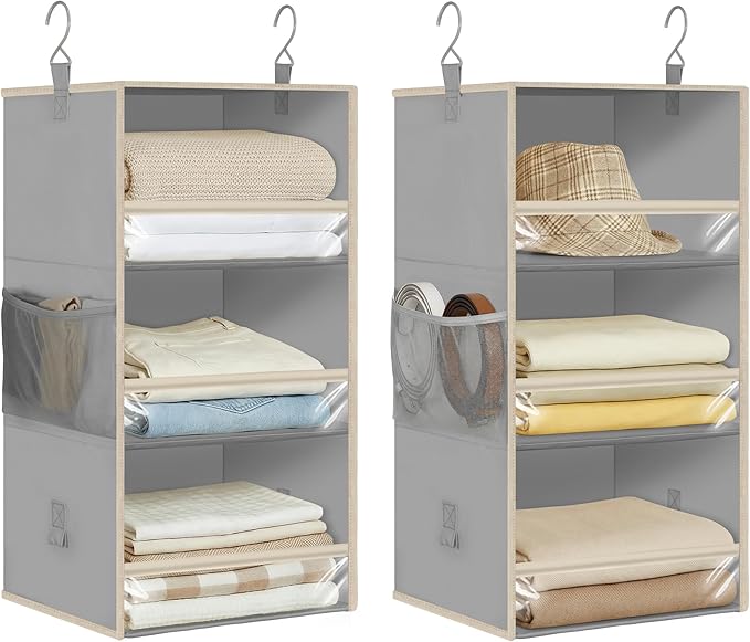 STORAGE MANIAC 6-Shelf Hanging Closet Organizer and Storage, 2 Separable 3-Shelf Haning Organizers for Closet, Collapsible Ha