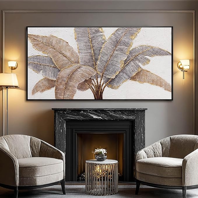 CHUDANHAO Botanical Wall Art Vintage Pictures Wall Decor Grey and Gold Photo Prints Line Wall Hangings 24"x48" Canvas Decorat