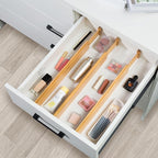 VaeFae Adjustable Bamboo Drawer Dividers, Expandable Drawer Organizer for Kitchen, Bedroom, Bathroom, Dresser and Office, 6-P