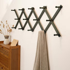 SKOLOO Hat Rack for Wall with 14 Hooks, Pack of 2, Solid Wooden, Modern, Expandable Coat Rack Wall Mount for Coats, Hats, Bag