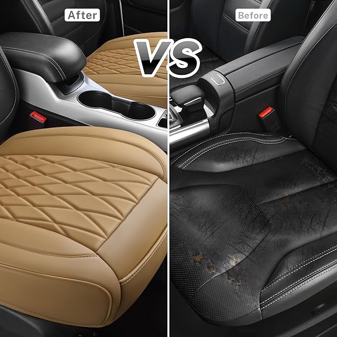 CAR PASS 2 Pack Front Car Seat Covers, Bottom Seat Covers Full Wrapped with Storage Pocket, Anti Slip Car Seat Protectors, Wa