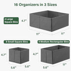 Kootek 16 Pack Drawer Organizer Clothes, Dresser Drawer Organizers for Clothing Fabric Foldable Closet Organizers and Storage
