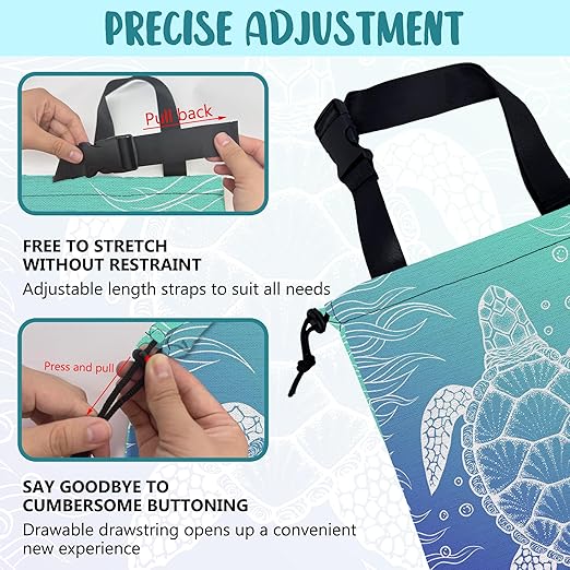 Car Trash Bag Abstract Blue Sea Turtle Hanging Drawstring Car Organizer and Storage Bag with Adjustable Buckle Canvas Garbage Bin for Back Seat or Hanging Headrest Car Decor Road Trip Essentials