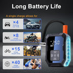 Tire Inflator, 2-in-1 power option Portable Air Compressor, Tire Air pump up to 150 Psi, Auto Shut-Off, Pressure Gauge, Emergency LED light for Car Bike SUV Tires