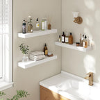 24 Inch Floating Shelves | 6.5 Inch Deep White Floating Shelves Set of 2 | 24" W x 6.5" D Rustic White Wood Wall Shelves with