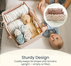 Tiny Twinkle Diaper Caddy Organizer | Foldable Baby Storage Basket with Removable Divider | Waterproof & Mess-Proof Fabric, P