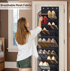 MISSLO 12 Tier Over the Door Shoe Organizer Hanging Shoe Rack for Closet Storage Sneaker Holder for Door Fit 24 Pairs Sandals