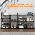 CSXGBAB Black Tubes Closet Shoe Rack, Boot Rack, 5 Tier Oxford Fabric Shelf, Easy Assembly, Sturdy and Durable, Holds Up to 3