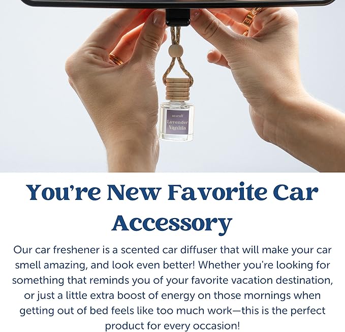 CANDECraftCo Car Air Hanging Fragrance Oil, Car Auto Freshener for Essential Oils, Scents Fragrance Aromatherapy Automobile D