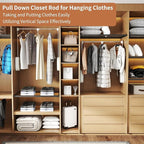 tonchean Heavy Duty Pull Down Closet Rod White, 60 Lbs Load Capacity, Adjustable 33-45 Inch Closet Rods for Hanging Clothes T