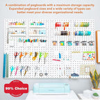 12Pcs Pegboard, Pegboard Wall Organizer, Peg Boards for Walls Craft Room, Pegboard Kits fit Garage Kitchen Workshop, Small Pe