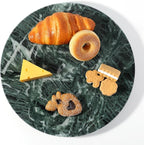 12" Marble Lazy Susan Turntable - 100% Natural Stone Round Serving Tray with Silent Spinning, Revolving Cake Stand & Cheese B