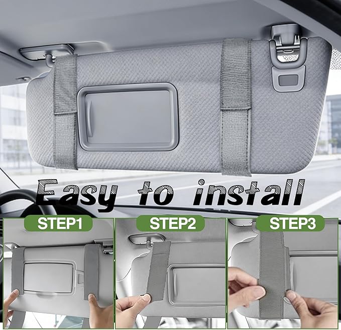 Car Sun Visor Organizer, Semi-Rigid Molle Panel Tactical Car Accessories with Zipper Storage Pouch, Sunglass Holder for Car Visor Organizer, Universal Fit for Trucks, SUVs, Jeeps & Police Gear, Grey