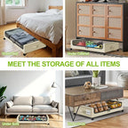 Under Bed Storage with Wheels, 4-Pack UnderBed Storage Containers with Clear Lids, Under Bed Shoe Storage Organizer, Rolling 