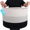 OrganiHaus Large Woven Storage Basket for Blankets and Toys 20" x 13" Inch, Rope Laundry Basket with Handles, Cushions & Pill