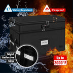 ETRONIK Large Fireproof Document Box with Lock, 2 Layer File Organizer, Portable Office Collapsible File Storage with Reflect