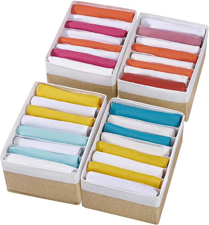 4 Packs T-shirt Drawer Organizers for Clothing,8 Grids Compartment Wardrobe Storage Box, Washable Clothes Organizer for Folde