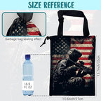 Car Garbage Bag American Soldier Holding Rifle Drawstring Car Trash Bag Hanging for Back Seat with Adjustable Buckle Canvas Vehicle Trash Can Easy-to-Install