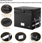 DocSafe File Box with Lock,Multi-Layer Fireproof Document Box Collapsible File Storage Organizer with Pockets/Handle,Large Po