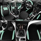 CAR PASS Universal Mint Leather Lace Car Seat Covers Full Set for Women Girls, Waterproof Car Floor Mats Carpet, Glitter Stee