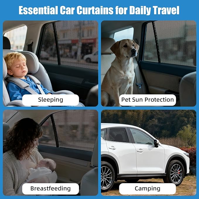Car Window Shades for 2017-2023 Mazda CX-5 - Rear Side Window Sun Shade for Baby, Breathable Mesh Car Privacy Window Covers, UV Protection and Heat Insulation for Road Trips, Napping, Camping