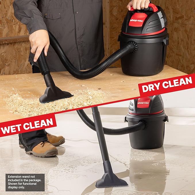 Shop-Vac 9303511 2.5 Gallon Wet Dry Vacuum, 2.5 Peak HP, 1.25 Inch Diameter x 4 Foot Hose, 12 Ft Cord Length, Wall Mounted, I