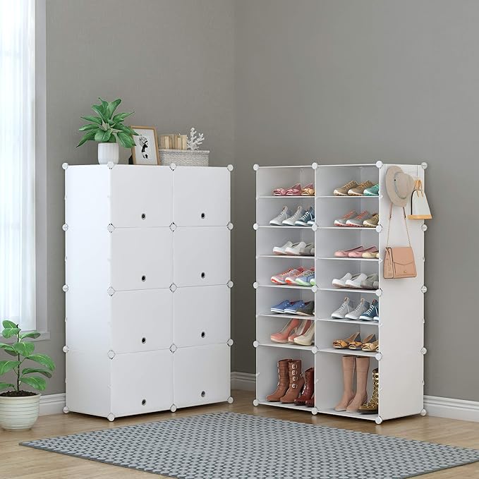 HOMIDEC Shoe Rack, 8 Tier Shoe Storage Cabinet 32 Pair Plastic Shoe Shelves Organizer for Closet Hallway Bedroom Entryway | 3