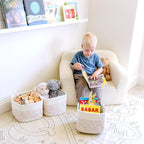 NaturalCozy Storage Cubes 9”x9”x7”Cotton Rope Woven Baskets for Organizing 3-Pack | 9 Inch Cube Storage Bin | Small Basket fo
