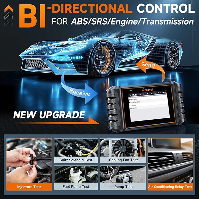 2026 FOXWELL NT716 Bidirectional OBD2 Scanner, 4-System Diagnostic Tool for ABS, SRS, Transmission & Engine, 9 Reset, ABS