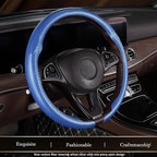 Aimato Car Steering Wheel Cover Carbon Fiber, Ultra-Thin Car Steering Wheel Cover,Comfortable & Breathable Microfiber,Universal Fit for Most Cars, Matte Blue