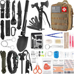 Emergency Survival Kit and First Aid Kit, 142Pcs Professional Survival Gear and Supplies Equipment with Molle Pouch, Gift for