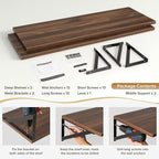 Deep Floating Shelves Wall Mounted, 36"x12" Walnut Wall Shelves with Brackets Set of 2 for Bedroom, Living Room, Bathroom, Ki