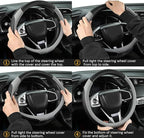 West Llama Customized Auto Car Steering Wheel Cover for Dodge RAM 1500 2500 3500, 15.5-16 inch(Black+Gray Line-Large Size)