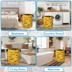 Cute Yellow Ducks Laundry Basket Collapsible Laundry Hamper Oxford Storage Bin for Clothes Storage, Toy Organizer, Books and 