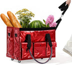 tobyto Reusable Grocery Bag on Wheels, 105L Foldable Rolling Tote, Shopping Trolley 66LBS Capacity - Water-Resistant for Laun
