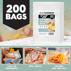 Avid Armor Vacuum Sealer Bags 200 Quart 8x12" For Food Saver, Commercial Grade, BPA Free, Heavy Duty, Pre-cut, for Vac Storag