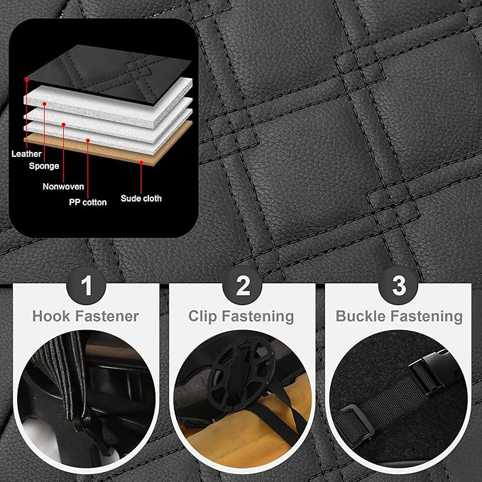 CAROMOP Luxury PU Leather Car Seat Covers Front Set - Anti-Stain Waterproof Automotive Seat Covers for Cars - Universal Car I