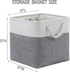 MidmmVick 12 x 12 Inch Cube Storage Bins, 6 Pack Large Collapsible Fabric Storage Bin with Ropes, Foldable Storage Cubes for 