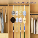SWTYMIKI Over Door Hat Organizer - 4 Packs Metal Hanging Hat Rack with 16 Hooks Design, Baseball Cap Hanger Organizer Storage