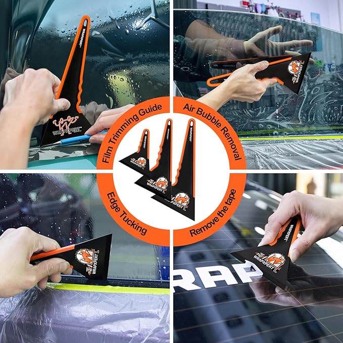 WRAPXPERT Window Tint Tools,3 Pack Window Tint Squeegee Triangle Contour, 3 Different Sizes Tinting Tools for Window, Mirror,Front Windows Rear Glass, Auto Car Glass Film Installation