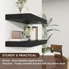 Floating Shelves for Wall, 30" W x 12" D x 2" H, 2 Pack of Long Wall Mounted Engineered Wood Shelves with Invisible Brackets 