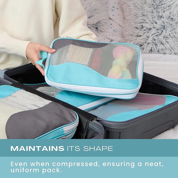 Compression Packing Cubes for Travel, Packing Cubes for Carry on Suitcases, Large Luggage Organizers 4-Pack, Travel Accessori