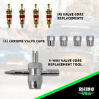 Rhino USA Rapid Tire Deflators with Gauge (0-60psi) Automatic & Adjustable Tire Air Down Tool - Large 2" Easy Read Glow Dial & Solid Brass Hardware - Best Offroad Deflator for Jeep, Truck or ATV