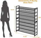 Large Shoe Rack 8 Tier Shoe Organizer, Heavy Duty Metal 4-Tier Stackable Shoe Storage Vertical Shoe Rack for Closet Front Doo
