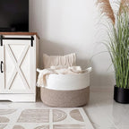 INDRESSME XXXLarge Blanket Basket for Living Room 21.7" x 21.7" x 13.8"-Storage Basket with Handle for Organizing Toy Pillows