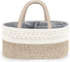 Maliton Diaper Caddy Organizer for Baby, Cotton Rope Baby Gift Basket, Portable Diaper Organizer for changing table, Nursery 